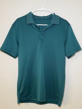 Haggar Teal Geometric Performance Polo Shirt Men’s Small